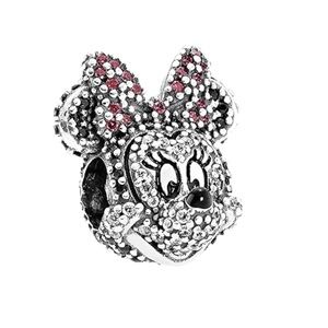 Pandora Disney Minnie Mouse Pave Portrait 925 Sterling Silver Charm - NWOT